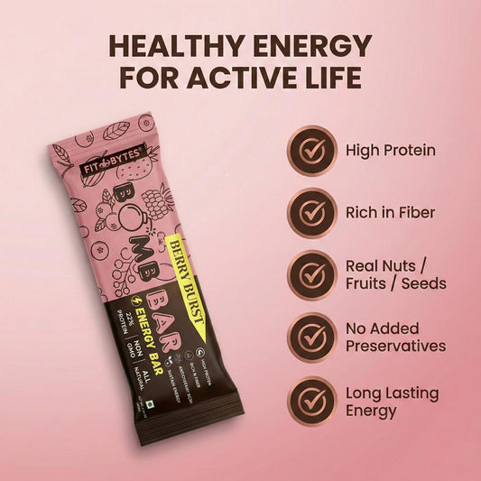 Fitbytes Berry Burst Bomb Bar – 40g (Pack of 12 Bars)
