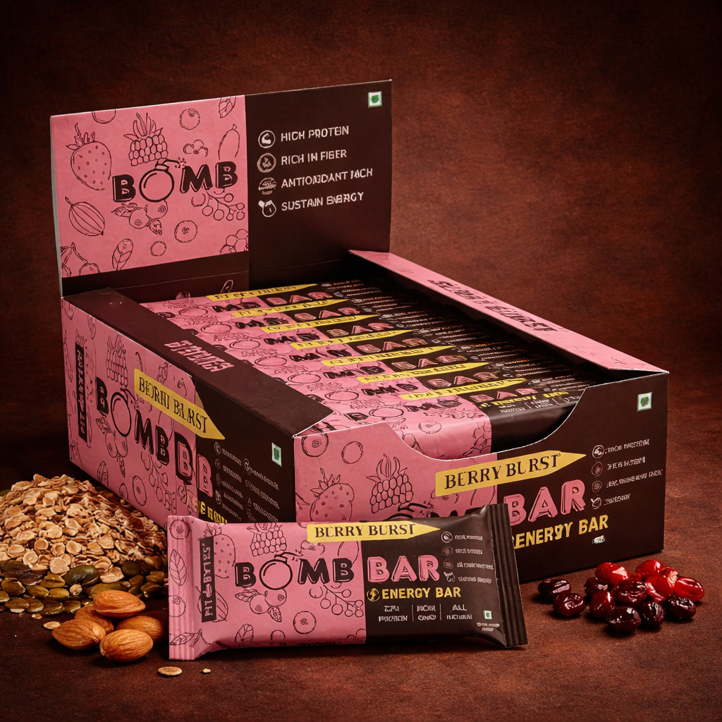 Fitbytes Berry Burst Bomb Bar – 40g  (Pack of 12 Bars)