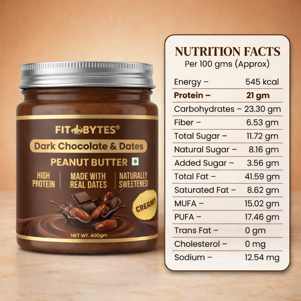 Fitbytes Dark Chocolate & Dates Peanut Butter – 400g