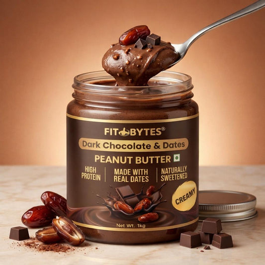 Fitbytes Dark Chocolate & Dates Peanut Butter – 1000g + FREE Nutty Seeds Bomb Bar