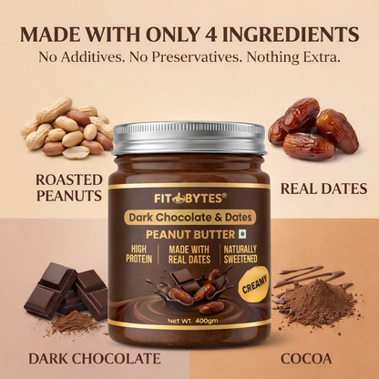 Fitbytes Dark Chocolate & Dates Peanut Butter – 400g
