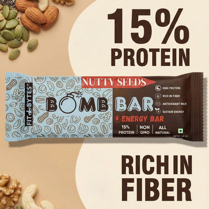 Fitbytes Nutty Seeds Bomb Bar – 40g (Pack of 12 bars)