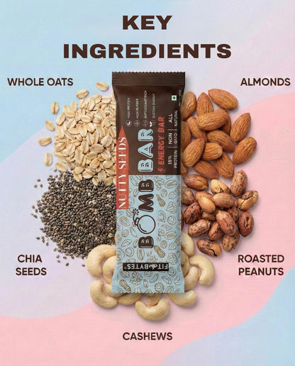 Fitbytes Nutty Seeds Bomb Bar – 40g (Pack of 12 bars)