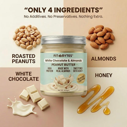 Fitbytes White Chocolate & Almonds Peanut Butter – 400g