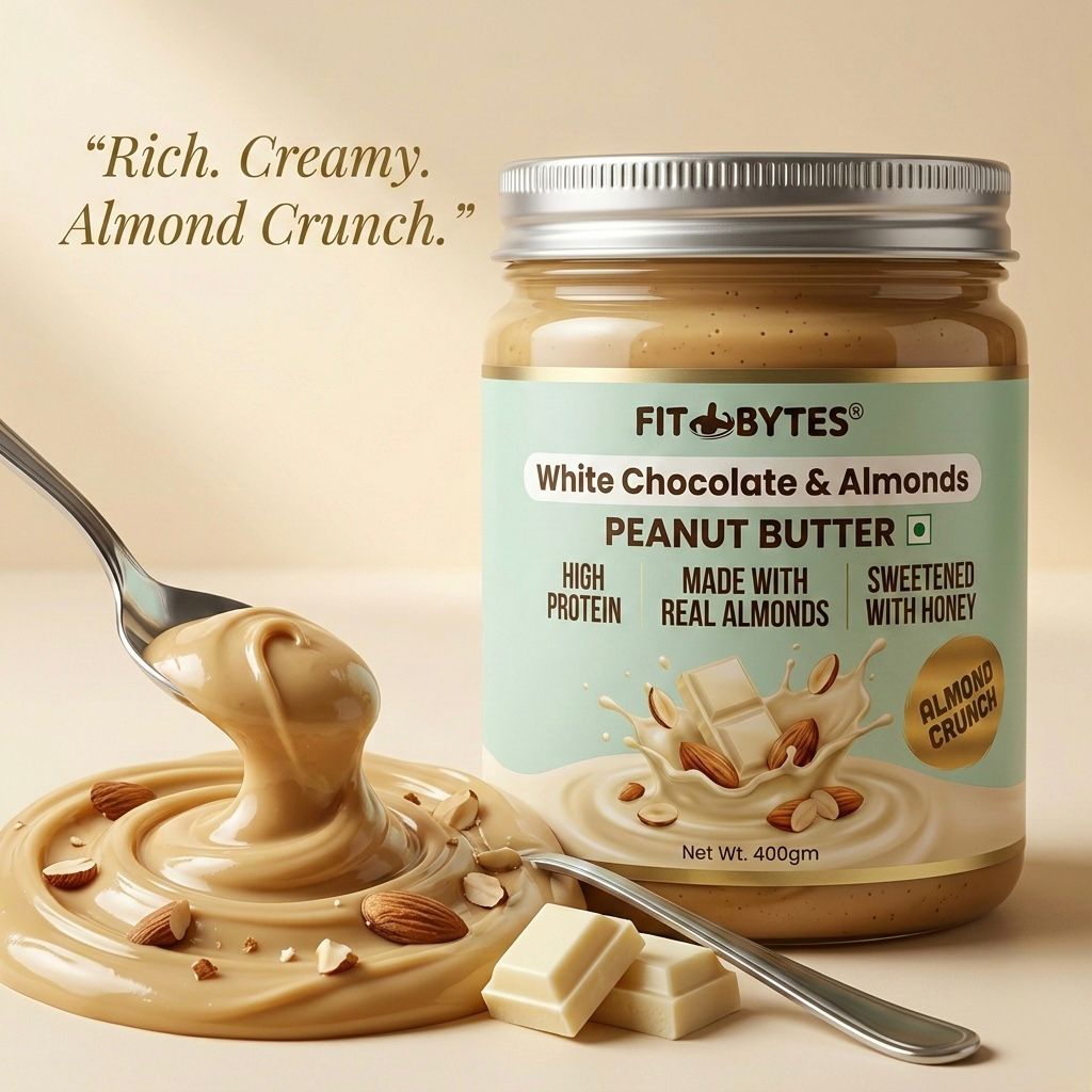 Fitbytes White Chocolate & Almonds Peanut Butter – 400g